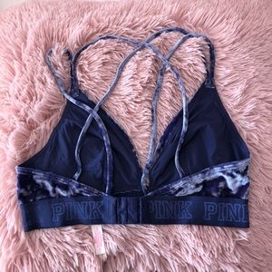 Pink blue velvet bralette